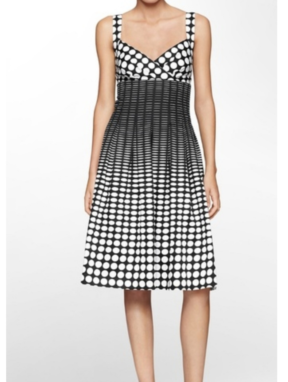 Calvin Klein Polka Dot White And Black Sleeveless Dress.